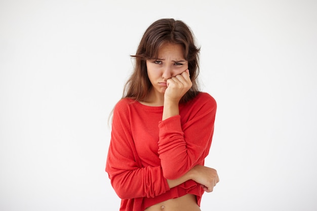 Expressive young woman posing