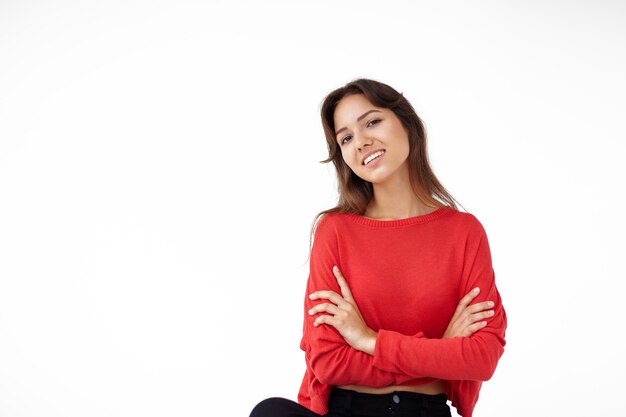 Expressive young woman posing