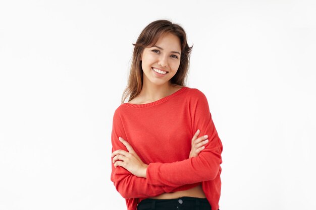 Expressive young woman posing