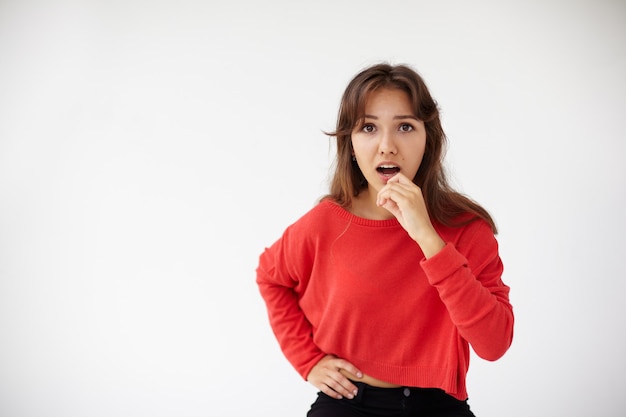 Expressive young woman posing