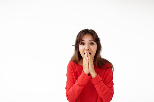 Expressive young woman posing