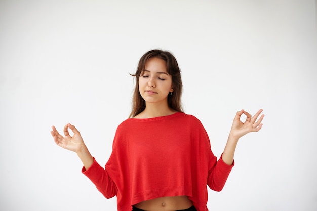 Expressive young woman posing