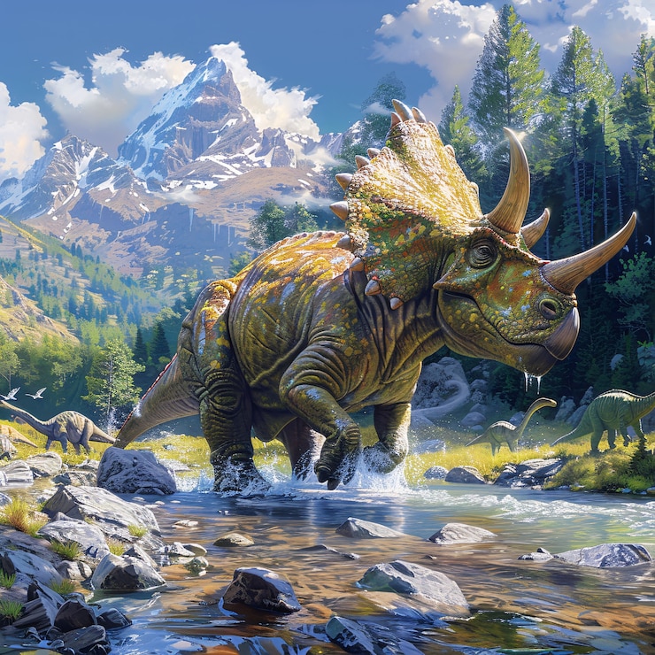 無料Photo 絶滅したトリセラトップス恐と自然の生息地