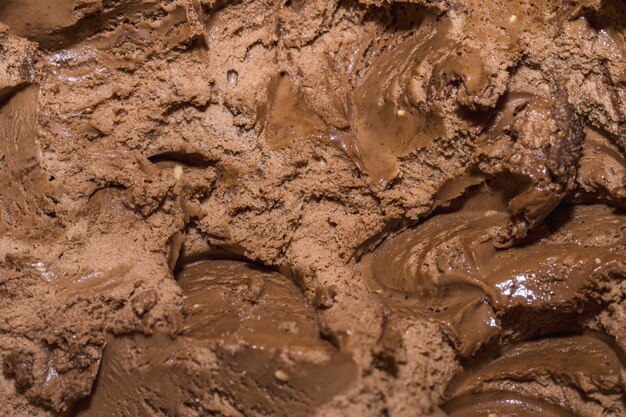 コピースペースを持つ極端なクローズアップチョコレートアイスクリーム