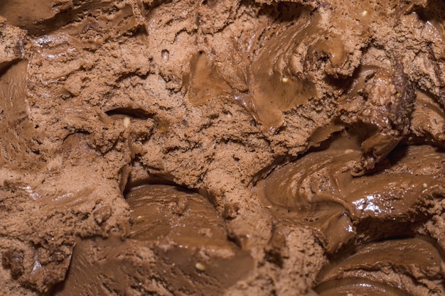 Extreme close-up chocolate ice cream with copy space