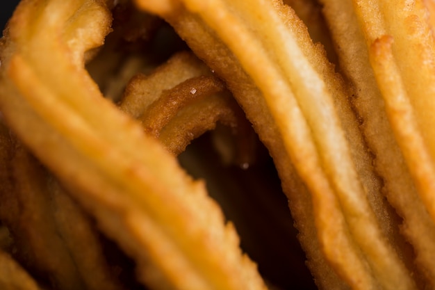 Extreme close-up fried churros