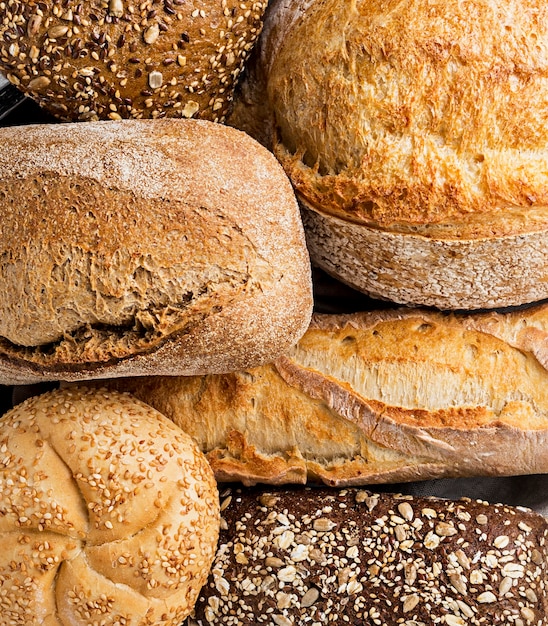 Extreme close-up halves of bread