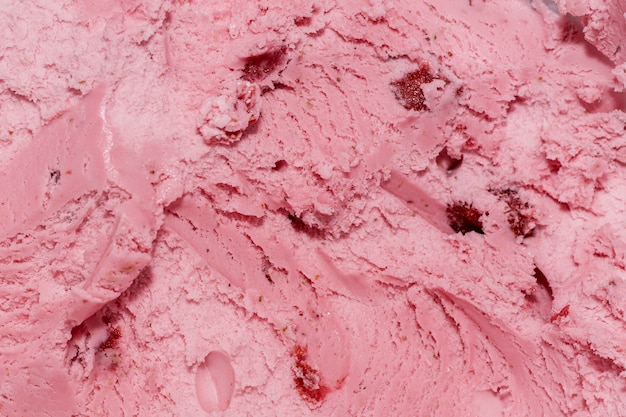 Extreme close-up strawberry ice cream with copy space