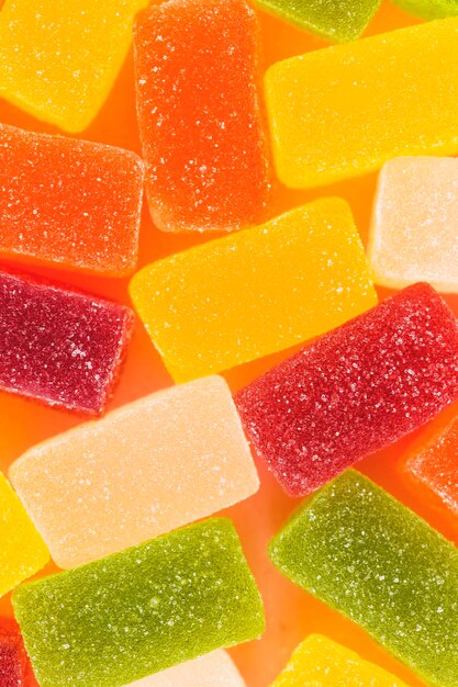 Extreme close-up of sweet jelly candies
