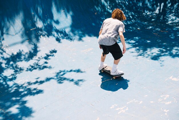 Extreme skater riding in ramp