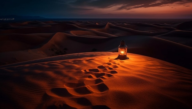 Foto gratuita il terreno estremo illumina maestose dune di sabbia africane generate dall'intelligenza artificiale