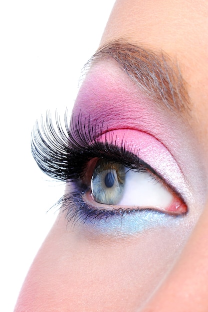 Free photo eye make-up with bright saturetad colors - macro shot