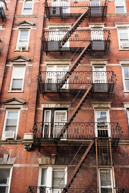 Facade of building with fire escape