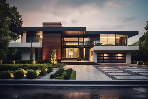 The facade of a modern house