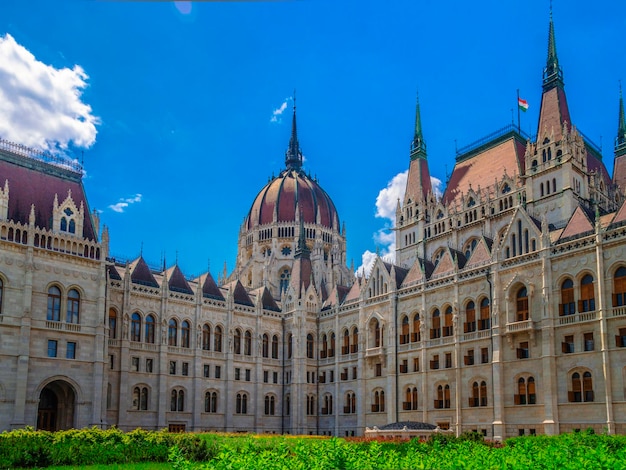 Facade of the parliament building in budapest hungary.