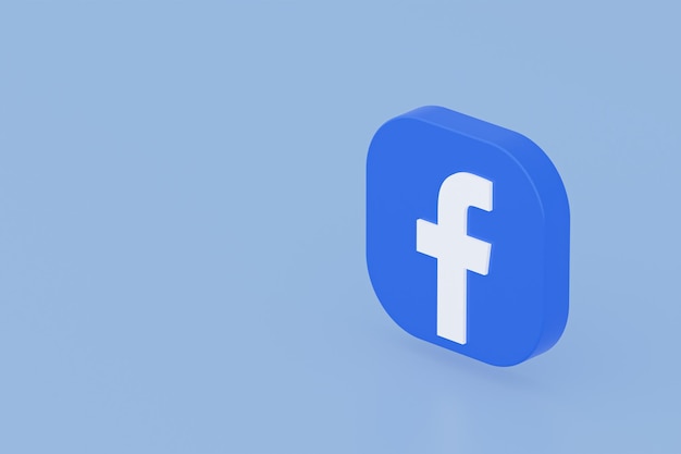 青い背景にfacebookアプリケーションのロゴの3dレンダリング