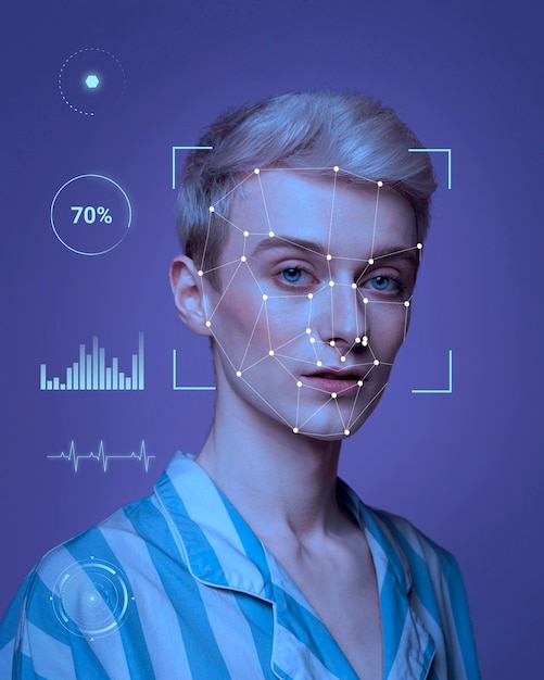 Facial recognition collage concept