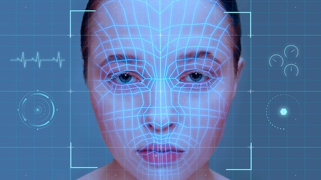 Facial recognition collage concept