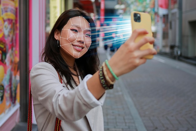 Free photo facial recognition collage concept