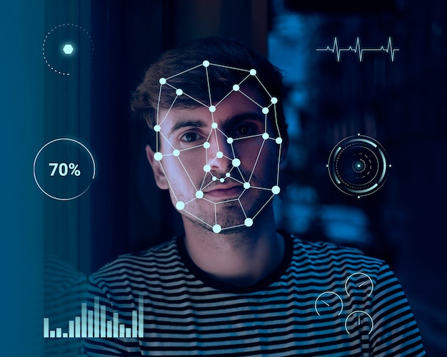 Facial recognition collage concept