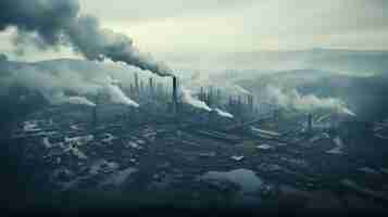 Free photo factory producing co2 pollution