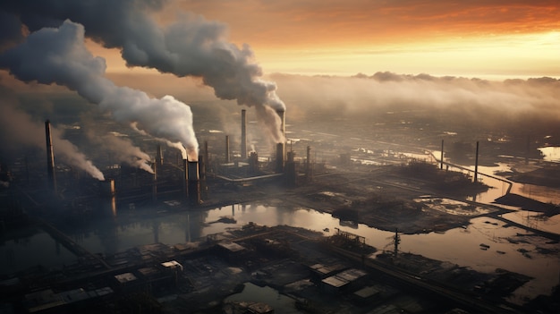 Factory producing co2 pollution