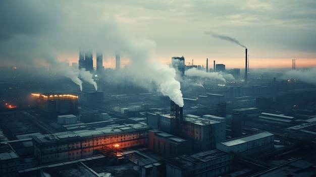 Factory producing co2 pollution