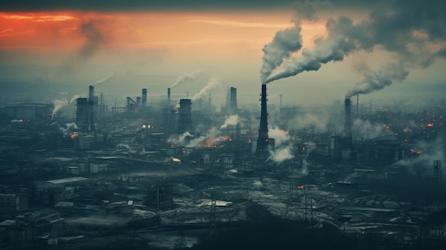 Factory producing co2 pollution