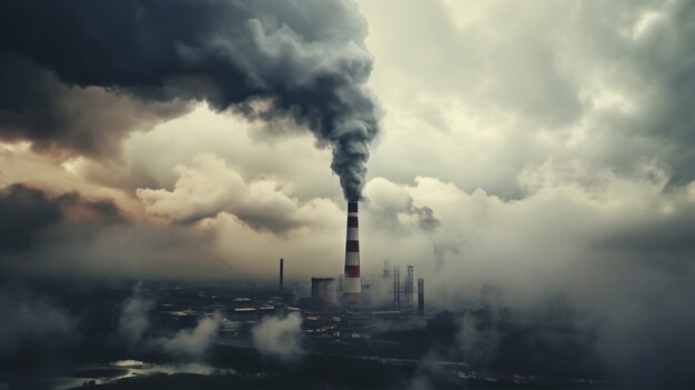 Factory producing co2 pollution