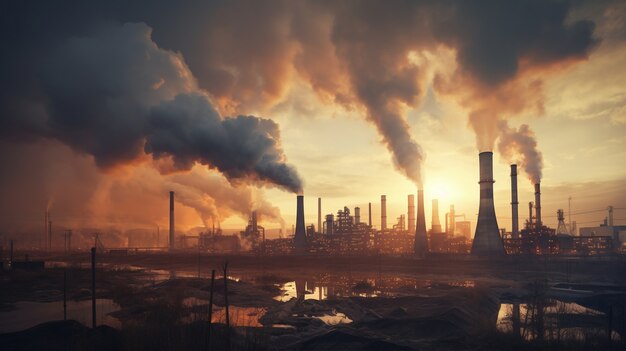 CO2 오염을 생산하는 공장