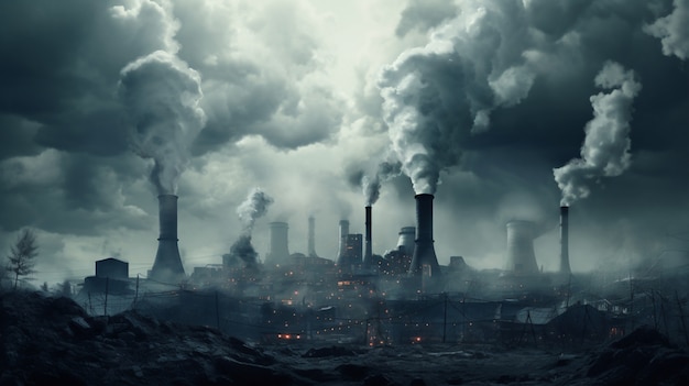 Factory producing co2 pollution