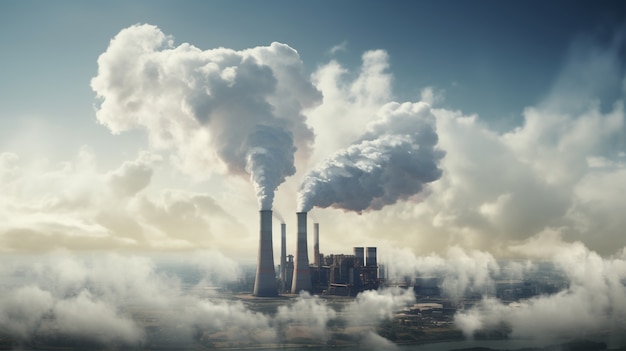 CO2汚染を生み出す工場