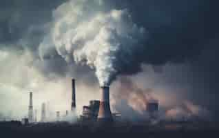 Free photo factory producing co2 pollution