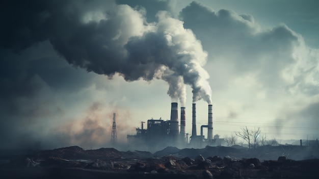 Factory producing co2 pollution