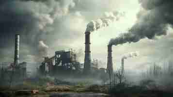 Free photo factory producing co2 pollution