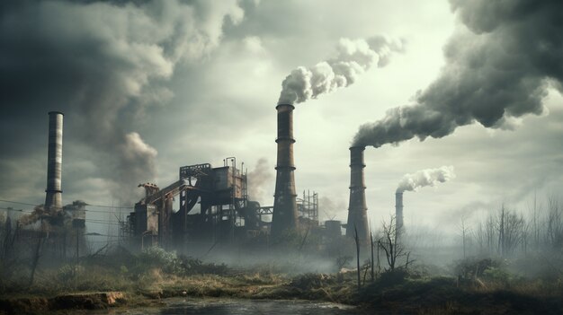 Factory producing co2 pollution