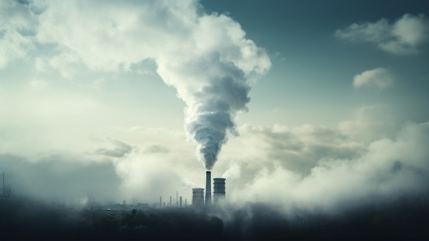 Factory producing co2 pollution