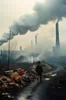 Free photo factory producing co2 pollution