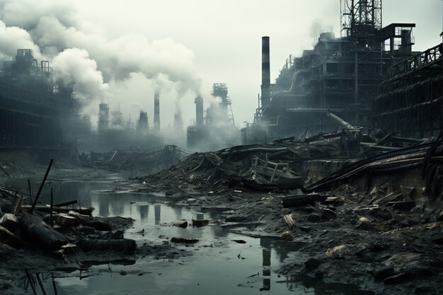 Factory producing co2 pollution