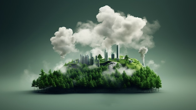 Free photo factory producing co2 pollution