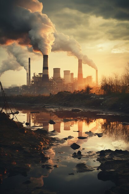 Factory producing co2 pollution