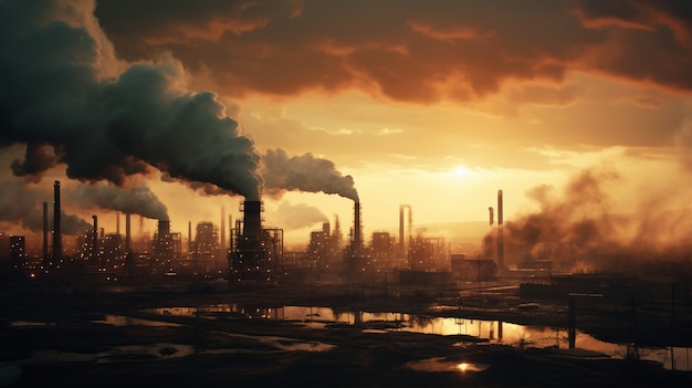 Factory producing co2 pollution