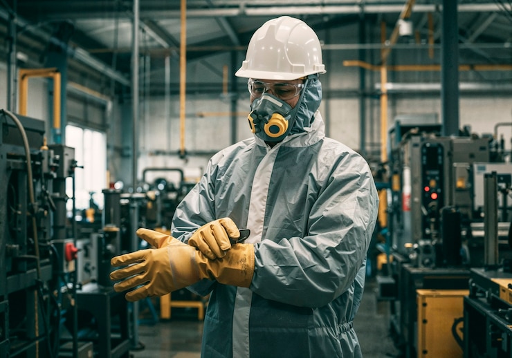 Free Photo factory worker in protective gear