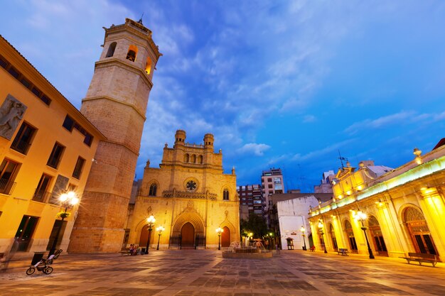 Fadri tower and Cathedral at Castellon de la Plana in night