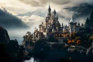 Free photo fairy tale dreaming castle wallpaper