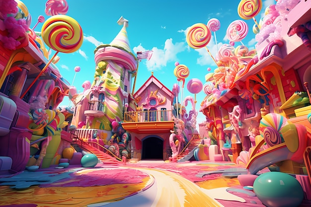 Free photo fairy tale world with delicious candy