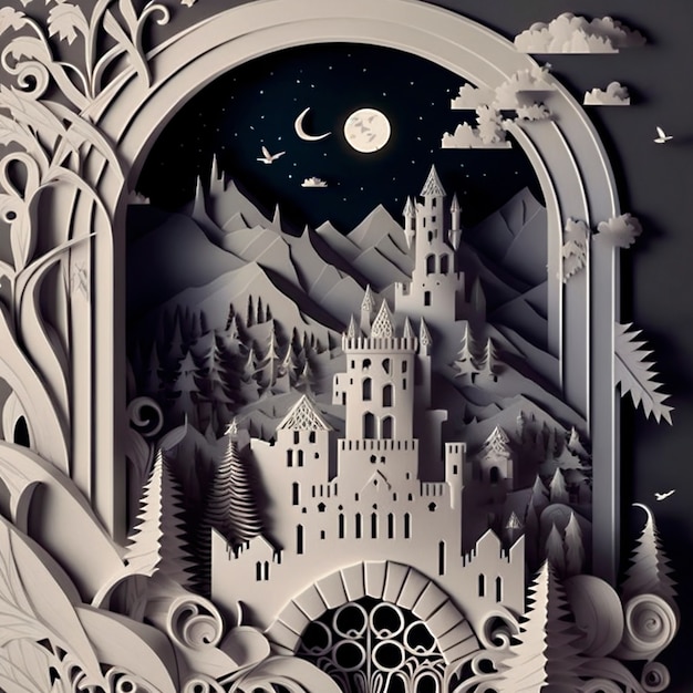 Fairytale cut paper collage