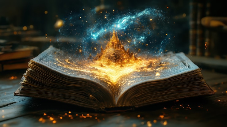Бесплатный Фотография сцена из сказки, выходящая из книги.