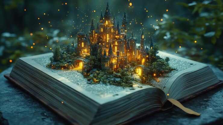 Бесплатный Фотография сцена из сказки, выходящая из книги.