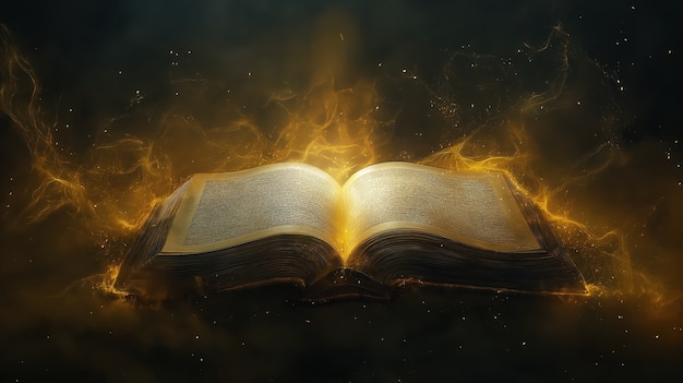 fairytale scene coming out of a book